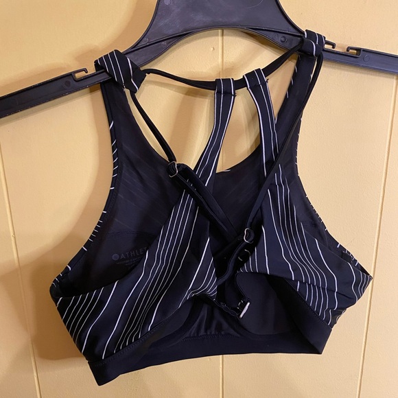 Athleta Black Striped Women's Sports Bra Size 34B/C. - Picture 3 of 4